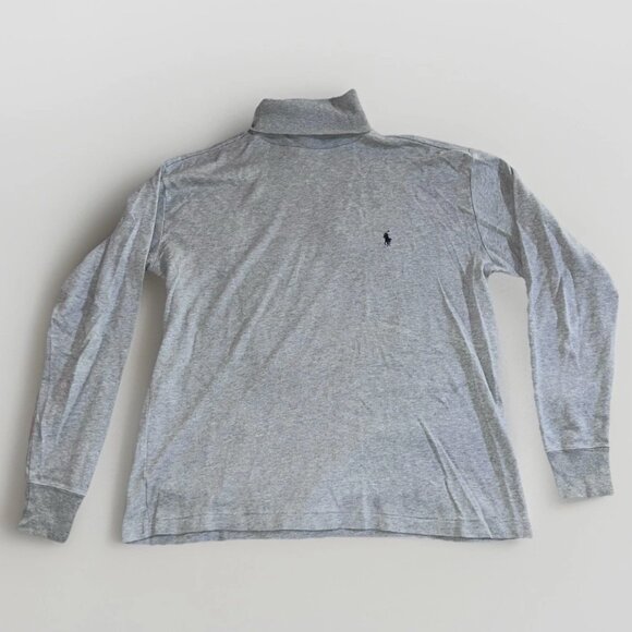 Polo Ralph Lauren Shirt Mens Large Gray Turtleneck Casual Preppy Soft Small Pony - Picture 1 of 7
